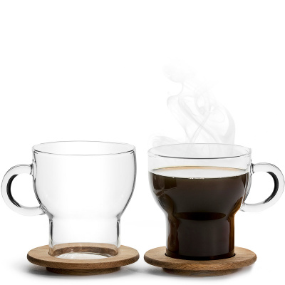 Kubki z uchem na dębowej podstawce Sagaform Nature 2 sztuki SF-5017746