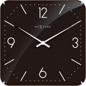 Kwadratowy zegar ścienny Basic Dome Nextime 35 x 35 cm, czarny 3175