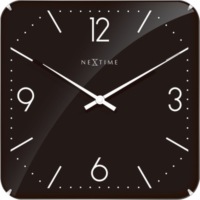 Kwadratowy zegar ścienny Basic Dome Nextime 35 x 35 cm, czarny 3175