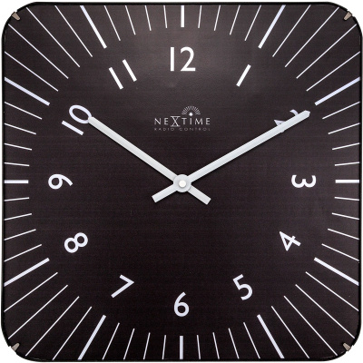 Kwadratowy zegar sterowany radiowo Alex Radio Control Nextime 35 x 35 cm, czarny 3240 ZW