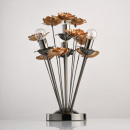 Kwiatowa lampa stołowa, złote róże, chromowana na czarno podstawa MW-LIGHT Flora 615031304