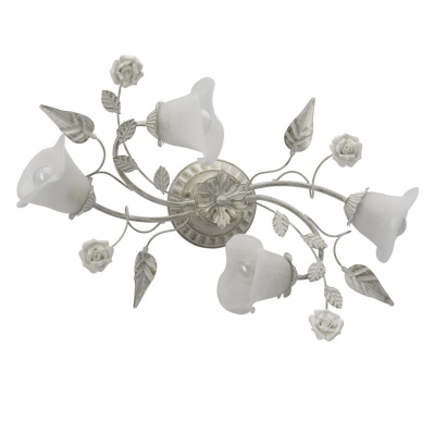 Kwiatowa lampa sufitowa biało-złota z alabastrowymi kloszami MW-LIGHT Flora 242014704
