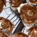 Kwiatowa lampa sufitowa złote róże, czarna podstawa chromowana MW-LIGHT Flora 615011106