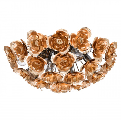 Kwiatowa lampa sufitowa złote róże, czarna podstawa chromowana MW-LIGHT Flora 615011106