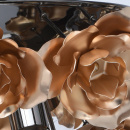 Kwiatowa lampa sufitowa złote róże, czarna podstawa chromowana MW-LIGHT Flora 615011106
