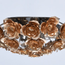 Kwiatowa lampa sufitowa złote róże, czarna podstawa chromowana MW-LIGHT Flora 615011106