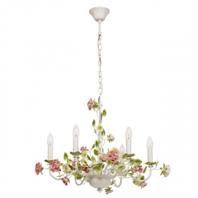 Kwiatowy żyrandol na sześć żarówek świeczek MW-LIGHT Flora 421013806