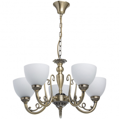 Ładny żyrandol o kolorze mosiądzu antycznego MW-LIGHT Classic białe klosze - wyc 450017005