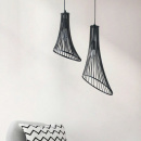 Lampa czarna wisząca, podłużna klatka na żarówkę Ginger and Fred Maytoni Loft T062-PL-16-B