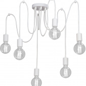 Lampa pająk biała na 6 żarówek, długie przewody Vitaluce VE4238-0/6PL