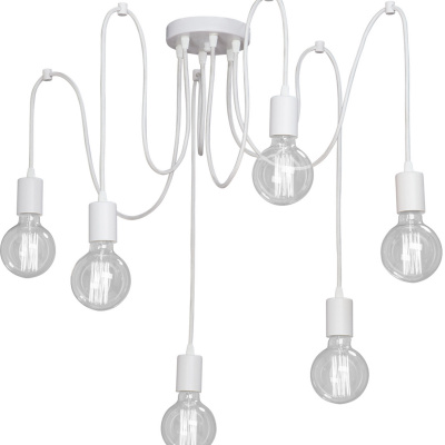 Lampa pająk biała na 6 żarówek, długie przewody Vitaluce VE4238-0/6PL