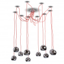 Lampa pająk, czerwone przewody, chromowane kule MW-LIGHT Megapolis 492014610