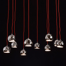 Lampa pająk, czerwone przewody, chromowane kule MW-LIGHT Megapolis 492014610
