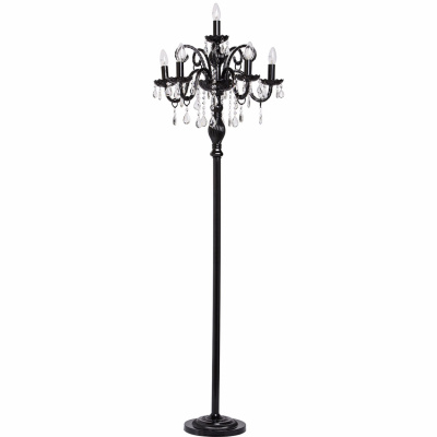 Lampa podłogowa bez abażura czarna z kryształkami MW-LIGHT Classic 313043206
