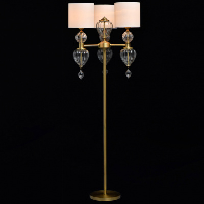 Lampa podłogowa Odelia CHIARO Classic kolor mosiężny, trzy abażury białe 619041503