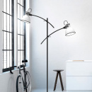 Lampa podłogowa sztyca prosta i dwa białe klosze Zumba Candellux 52-72672