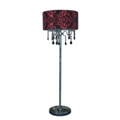 Lampa podłogowa z czerwonym abażurem i czarnymi kryształami Astor Candellux 53-80465