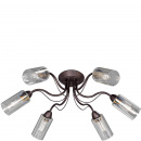 Lampa przysufitowa brązowa ze szklanymi kloszami Vitaluce VE3744-8/6PL
