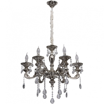 Lampa srebrna wisząca do salonu z kryształami MW-LIGHT Classic 482015606