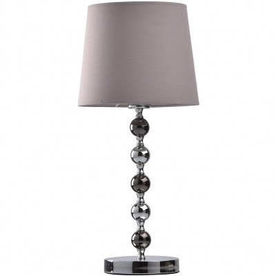 Lampa stołowa chrom i czarny chrom z szarym kloszem z tkaniny MW-LIGHT Elegance 415032101