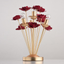 Lampa stołowa dekoracyjna - czerwone kwiaty, perłowo-złota baza MW-LIGHT Flora 615031404