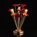 Lampa stołowa dekoracyjna - czerwone kwiaty, perłowo-złota baza MW-LIGHT Flora 615031404