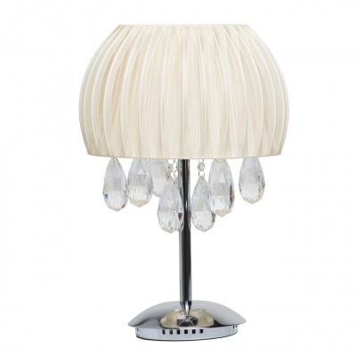 Lampa stołowa z białym abażurem i kryształami 465033404