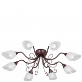 Lampa sufitowa 8-ramienna, brązowa, białe klosze Vitaluce VE1472-7/8PL
