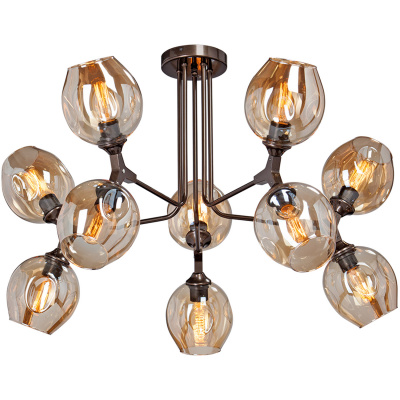 Lampa sufitowa bursztynowe klosze na 10 żarówek Vitaluce VE4816-7/10PL