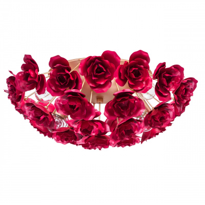 Lampa sufitowa czerwone kwiaty na złotej podstawie MW-LIGHT Flora 615011206