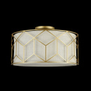 Lampa sufitowa lniany abażur w złotej, geometrycznej ramce Messina Maytoni H223-PL-03-G