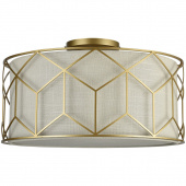 Lampa sufitowa lniany abażur w złotej, geometrycznej ramce Messina Maytoni H223-PL-03-G