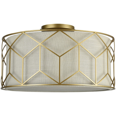 Lampa sufitowa lniany abażur w złotej, geometrycznej ramce Messina Maytoni H223-PL-03-G