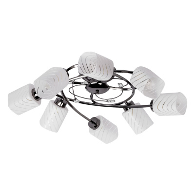 Lampa sufitowa na 8 żarówek - szklane klosze w paski MW-LIGHT Megapolis 638011008
