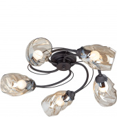 Lampa sufitowa, pięć bursztynowych kloszy, skręcone ramiona Vitaluce VE4927-1/5PL