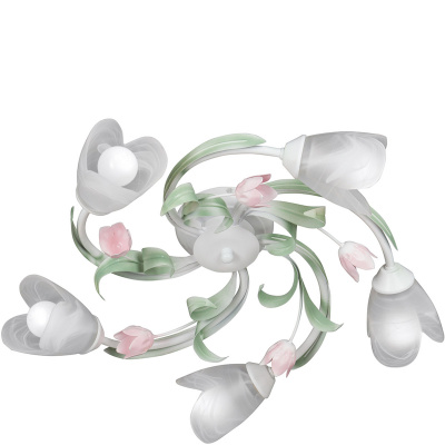 Lampa sufitowa różowe kwiaty i białe klosze Vitaluce VE1541/5PL