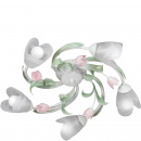 Lampa sufitowa różowe kwiaty i białe klosze Vitaluce VE1541/5PL