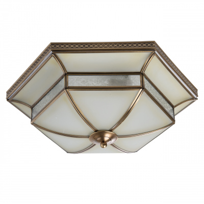 Lampa sufitowa w stylu Tiffany sześciokątna podstawa, mosiądz CHIARO Country 397010204
