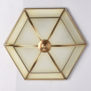 Lampa sufitowa w stylu Tiffany sześciokątna podstawa, mosiądz CHIARO Country 397010204