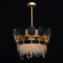 Lampa sufitowa wisząca, czarno-złota, kryształy Swarovski CHIARO Crystal 394010706