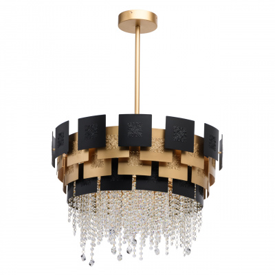 Lampa sufitowa wisząca, czarno-złota, kryształy Swarovski CHIARO Crystal 394010706