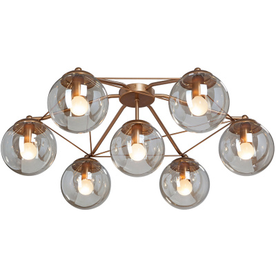 Lampa sufitowa złota klosze kule bursztynowe Vitaluce VE4722-8/7PL