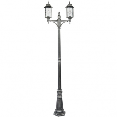 Lampa uliczna retro, czarno-srebrna, podwójna MW-LIGHT Street 813040602
