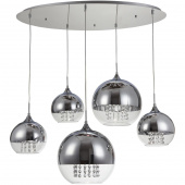 Lampa wisząca 5 kul niklowano-transparentnych z kryształami Fermi Maytoni Modern P140-PL-170-5-N