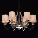 Lampa wisząca, 6-ramienna, LED, chrom i beżowe klosze RegenBogen Elegance 659010806