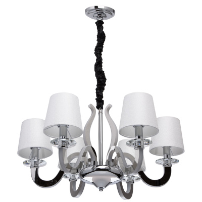 Lampa wisząca, 6-ramienna, LED, chrom i beżowe klosze RegenBogen Elegance 659010806