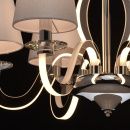 Lampa wisząca, 6-ramienna, LED, chrom i beżowe klosze RegenBogen Elegance 659010806