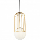 Lampa wisząca biała kula 20 cm w złotej klatce Telford Maytoni P363PL-01G