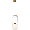 Lampa wisząca biała kula 20 cm w złotej klatce Telford Maytoni P363PL-01G