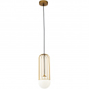 Lampa wisząca biała kula w złotej klatce Telford Maytoni P361PL-01G